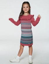 Load image into Gallery viewer, Jacquard Stripe Sweater Dress in Mauve Glow
