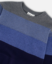 Load image into Gallery viewer, Colorblock Sweater in Gradient Blue
