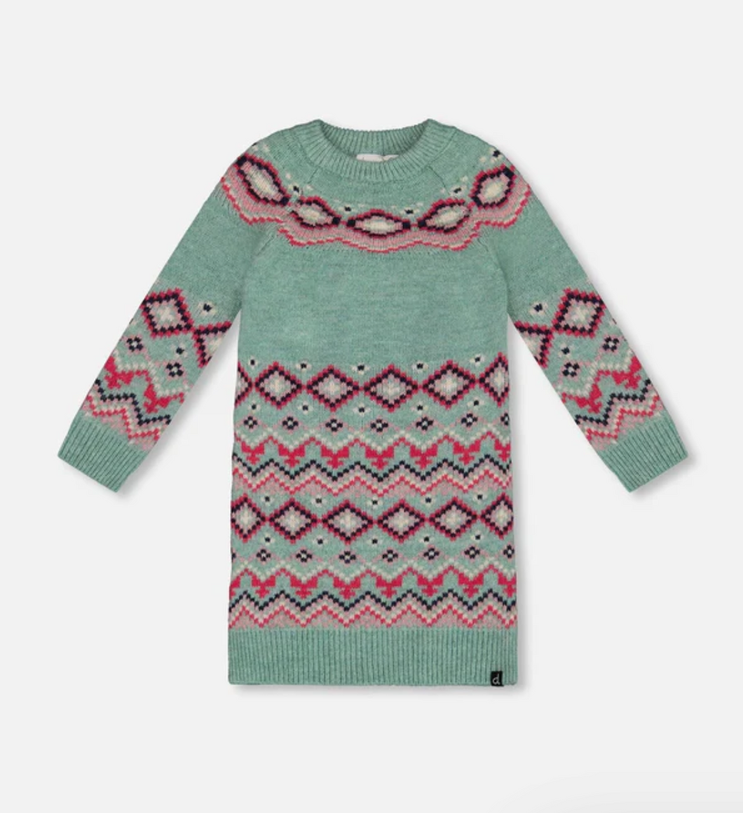 Jadeite Norwegian Jacquard Knitted Dress