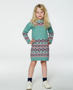 Jadeite Norwegian Jacquard Knitted Dress