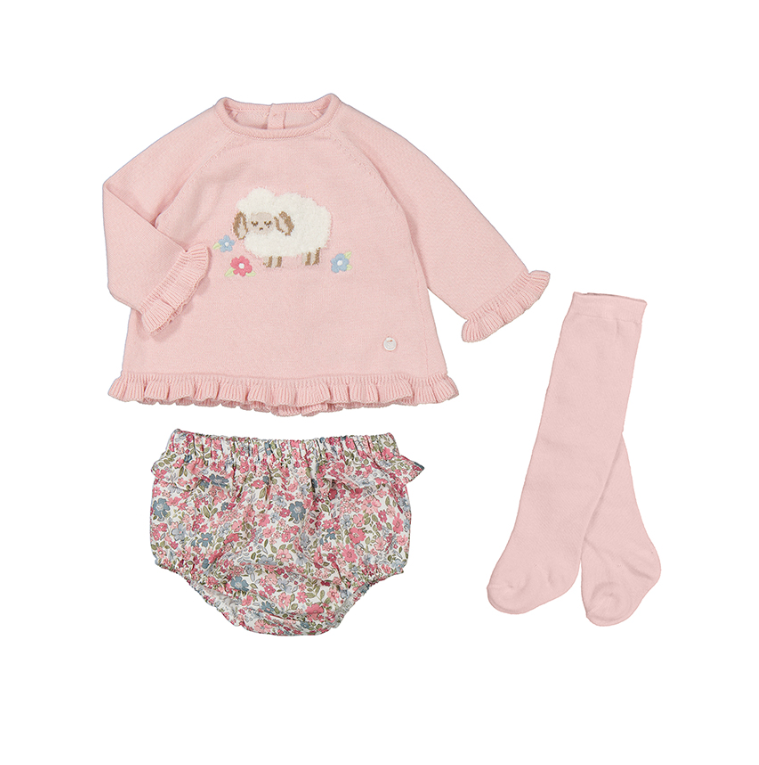 Mixed Knit Diaper Cover Set 3 PC- Baby Rose