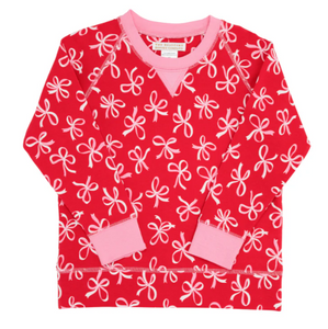 Cassidy Comfy Crewneck - Bustling Bows/ Hamptons Hot Pink