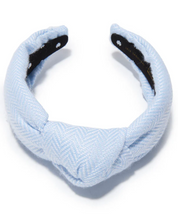 Load image into Gallery viewer, Knotted Headband- Beale Street Blue Herringbone (Womens)
