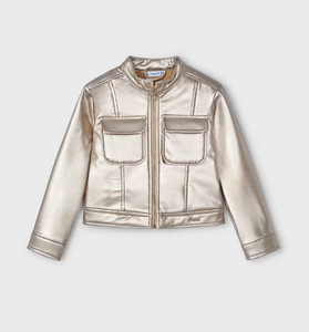 Metallic Zip Jacket- Sand