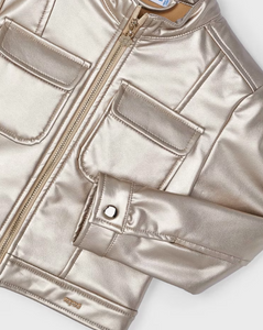 Metallic Zip Jacket- Sand