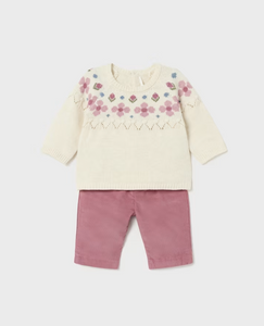 2-Piece Set - Corduroy Pants & Sweater Set