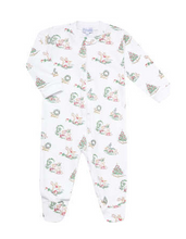 Load image into Gallery viewer, Christmas Toile Zipper Footie
