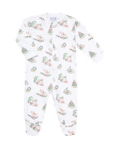 Christmas Toile Zipper Footie