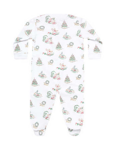 Christmas Toile Zipper Footie