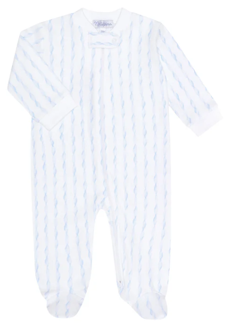 Blue Twirls Zipper Footie