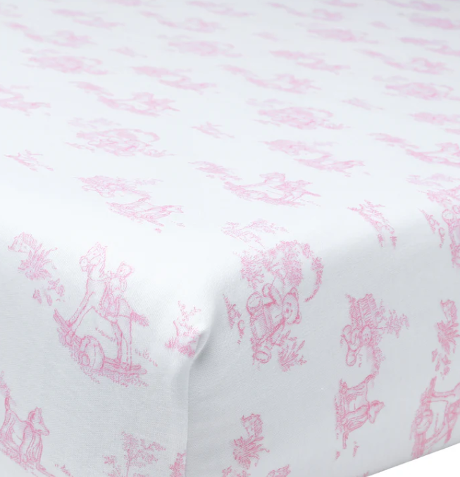 Pink Toile Crib Sheets