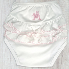 Load image into Gallery viewer, Cotton Bloomers w/ Ruffles- White w/ Pink
