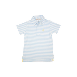 Prim & Proper Polo SS- Buckhead Blue Stripe/ Seaside Sunny Yellow