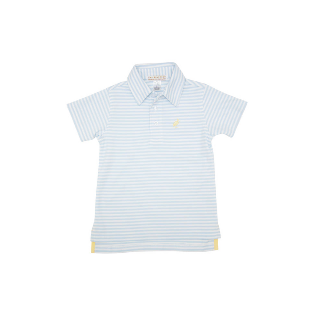 Prim & Proper Polo SS- Buckhead Blue Stripe/ Seaside Sunny Yellow