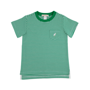 Carter Crewneck Pocket- Kiawah Kelly Green Stripe/ Multi