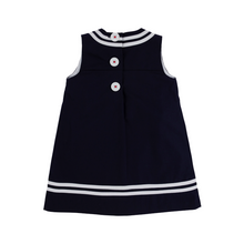 Load image into Gallery viewer, Madge Main Sail Dress- Nantucket Navy/ WAW/ Richmond Red
