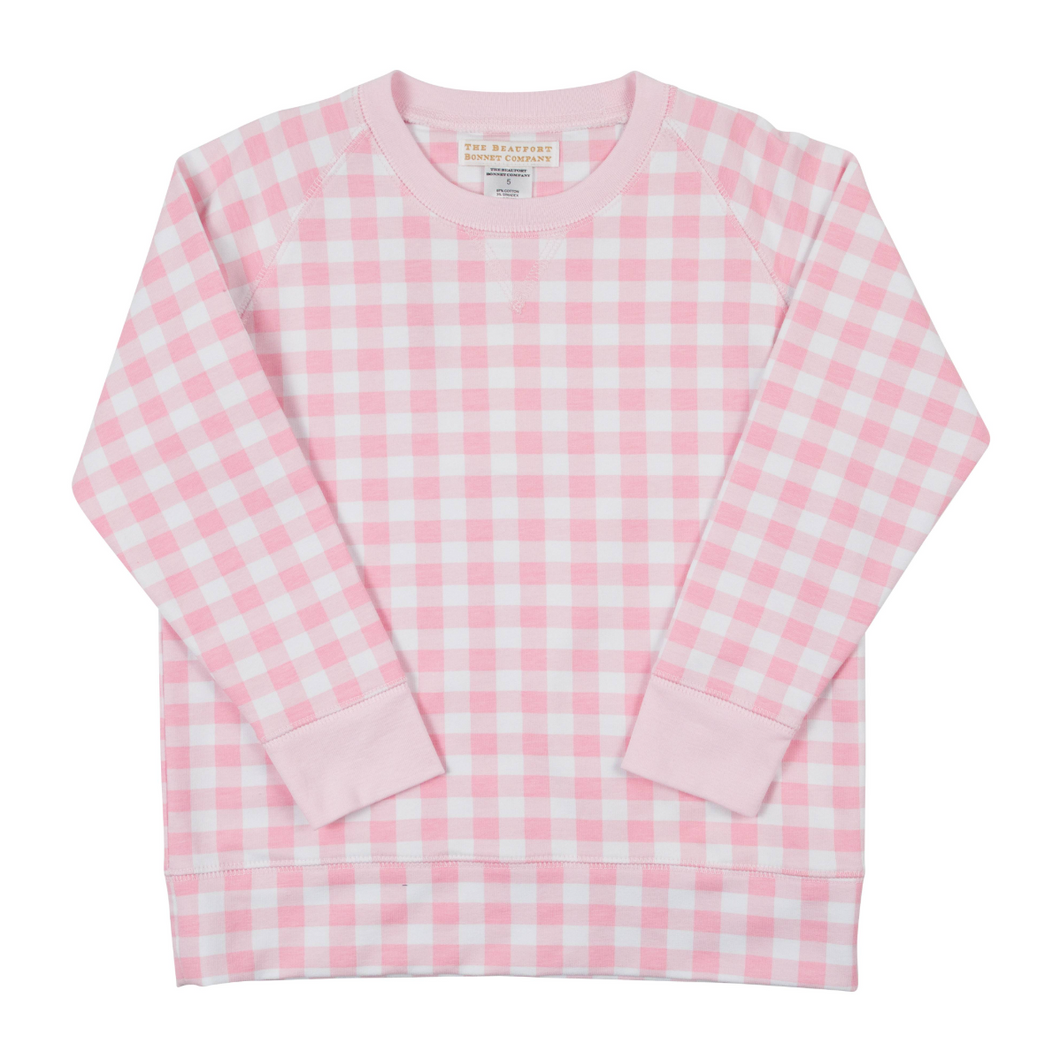 Cassidy Comfy Crewneck- Palm Beach Pink Gingham/ PBP