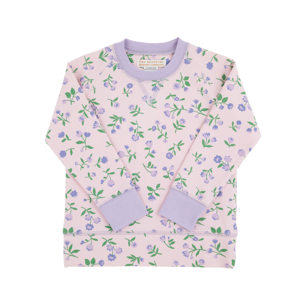 Cassidy Comfy Crewneck- Tuxedo Park Tulips/ Lauderdale Lavender