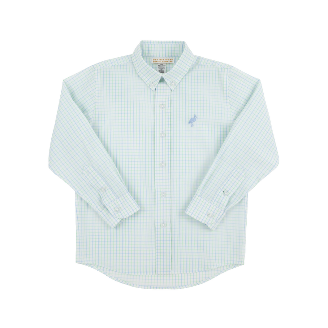 Dean's List Dress Shirt- Sea Island Seafoam & BSB Windowpane/ BSB