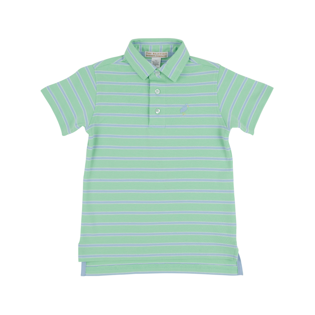 Prim & Proper Polo SS- Grace Bay Green BSB & WAW Stripe/ BSB Multi