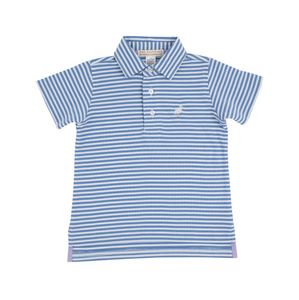 Prim & Proper Polo SS- Barbados Blue Stripe/ Multi