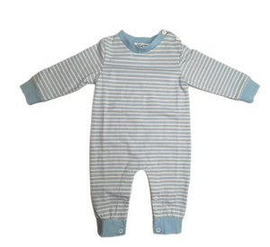 Striped Boys Romper- Blue/White