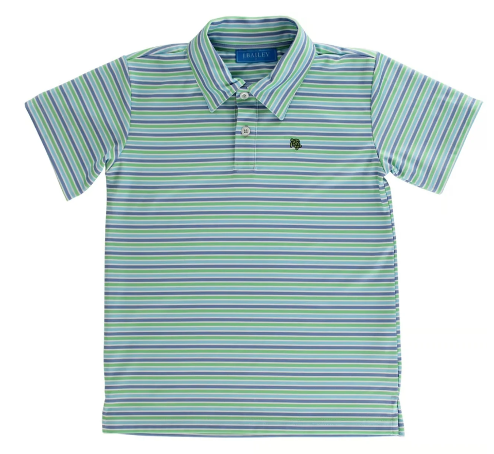 Leaf Stripe Henry Performance Polo SS