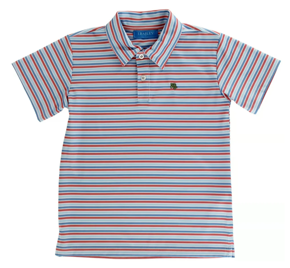 Parrot Stripe Henry Performance Polo SS