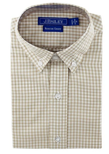 Roscoe Button Down Shirt- Khaki Check