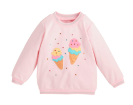 Ice Cream Cones Sparkle Sweatshirt- Pink