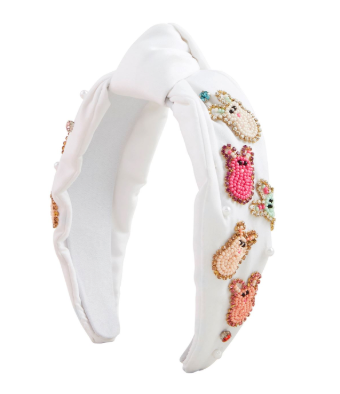 Easter Bunnies Beaded Headband- White