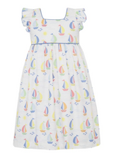 Load image into Gallery viewer, Sailboat Sundress w/ Ruffle Sleeves- Periwinkle
