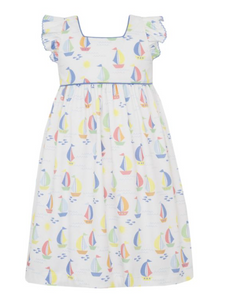 Sailboat Sundress w/ Ruffle Sleeves- Periwinkle