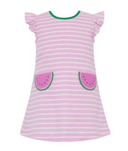 Load image into Gallery viewer, Watermelon A-line Dress w/ Pockets- Pink Stripe
