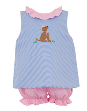 Load image into Gallery viewer, Labs SS Shirt &amp; Bloomer Set- Periwinkle Stripe
