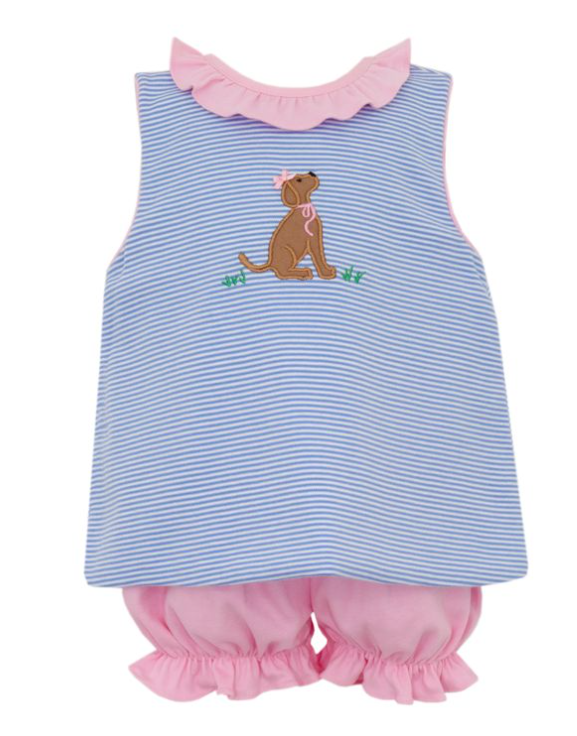 Labs SS Shirt & Bloomer Set- Periwinkle Stripe
