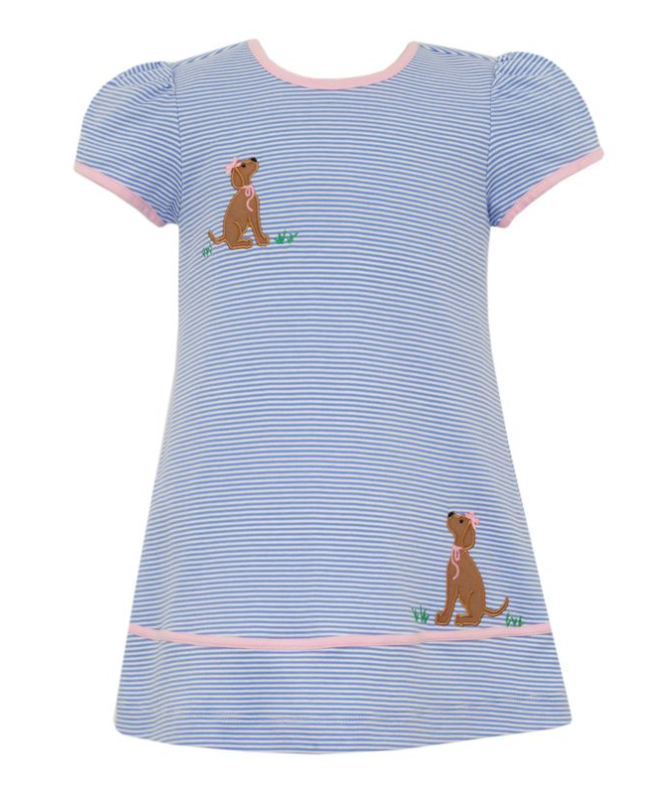Labs A-line SS Dress- Periwinkle Stripe