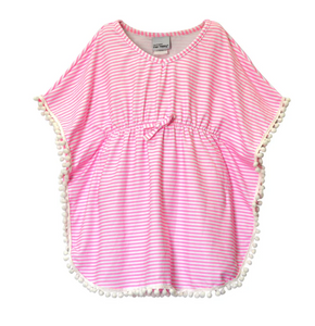 Kaia Beach Swim Cover-Up-Sweet Pink Stripe