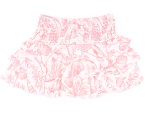 Smocked Skirt-Seaside Toile Pink