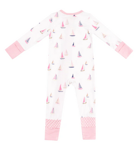 Sailboats Pink 2 Way Zipper Romper