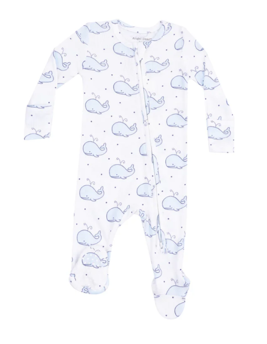 Bubbly Whale Blue 2 Way Zipper Footie