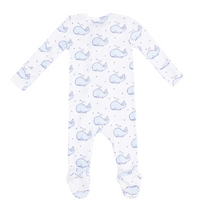Load image into Gallery viewer, Bubbly Whale Blue 2 Way Zipper Footie
