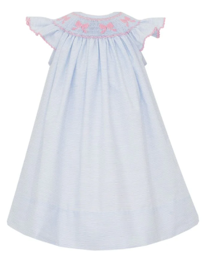 Bows Dress S/S-Lt Blue Stripe