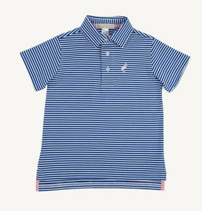Prim & Proper Polo SS- Royal Stripe/White