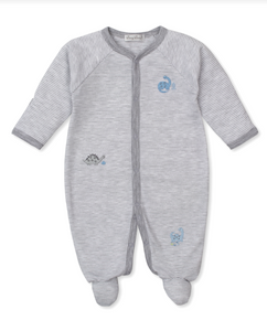 Dinosaur Era Snap Footie-Grey Stripe