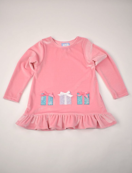 Gifts Baby Doll Top & Sparkly Leggings Set- Pink/Aqua