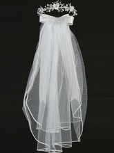Load image into Gallery viewer, Veil- Organza Flowers, Pearls &amp; Rhinestones
