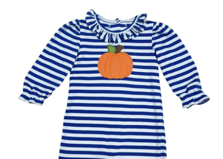 Pumpkin Sussette Dress- Royal Blue Stripe