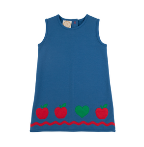 Annie Apron Dress- Wood Boat Blue/RR/Apples & Heart