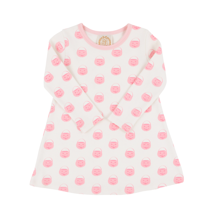 Polly Play Dress LS- Vintage-Prep Pumpkin Pails/Sandpearl Pink